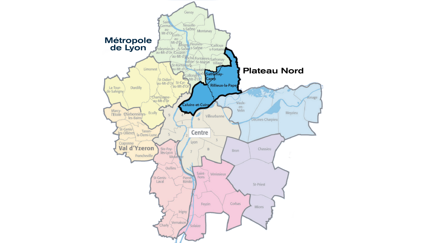 Carte du Plateau Nord de Lyon